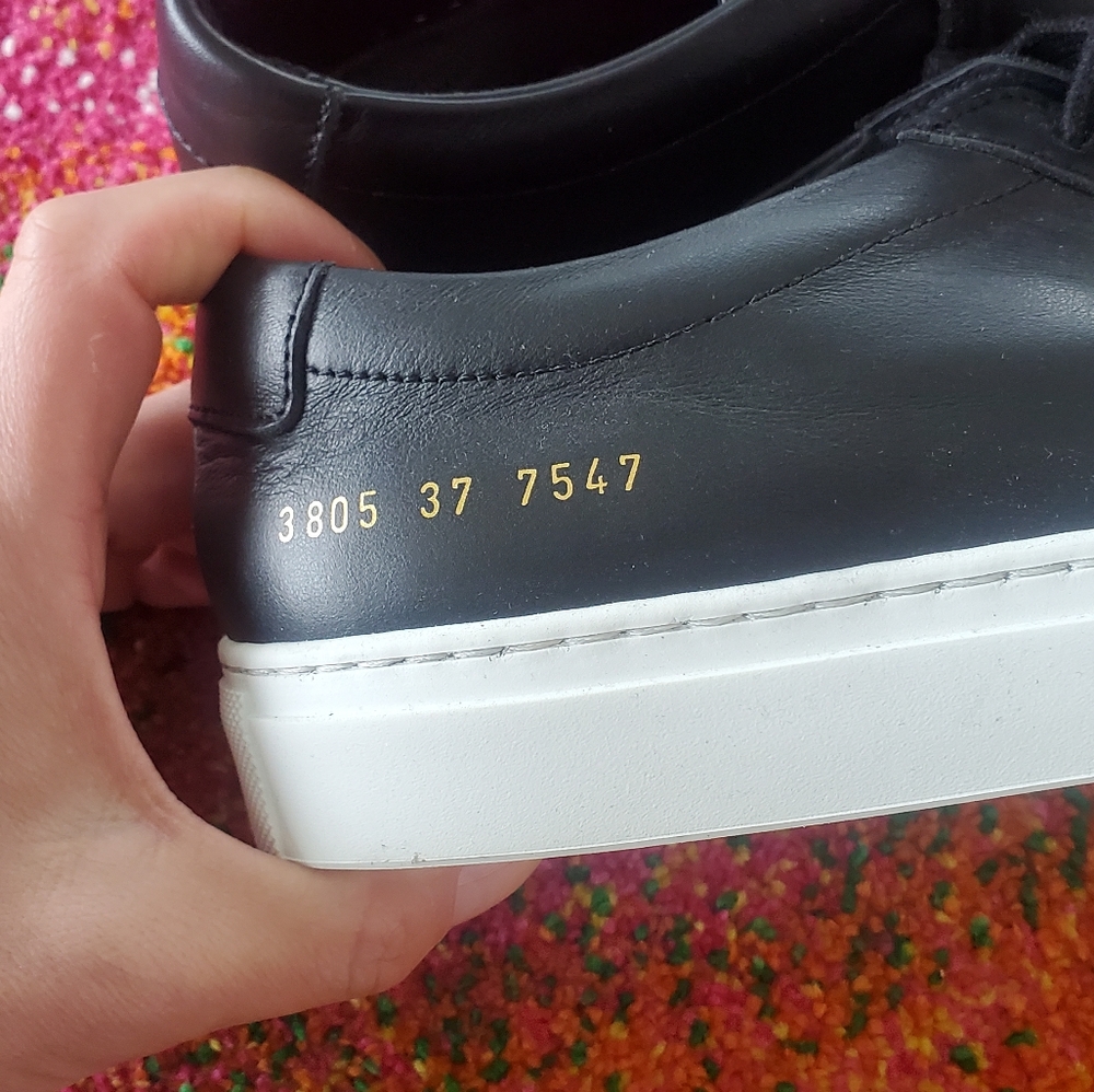 Sz 37 Woman by Common Projects Made in Italy Original Achilles Low Black Leather